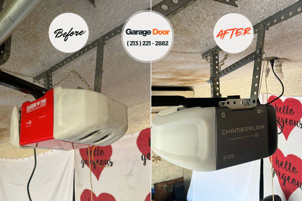 Before and after: garage door repair Janesville, WI